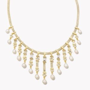 Kendra Scott Gracie Gold Statement Necklace in White Mix NWT